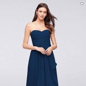 David's Bridal Strapless Crinkle Chiffon Dress wit
